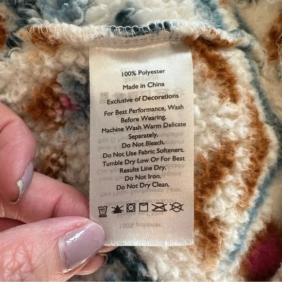 Eddie Bauer Aztec Print Sherpa Quarter Zip Pullover - Picture 6 of 9